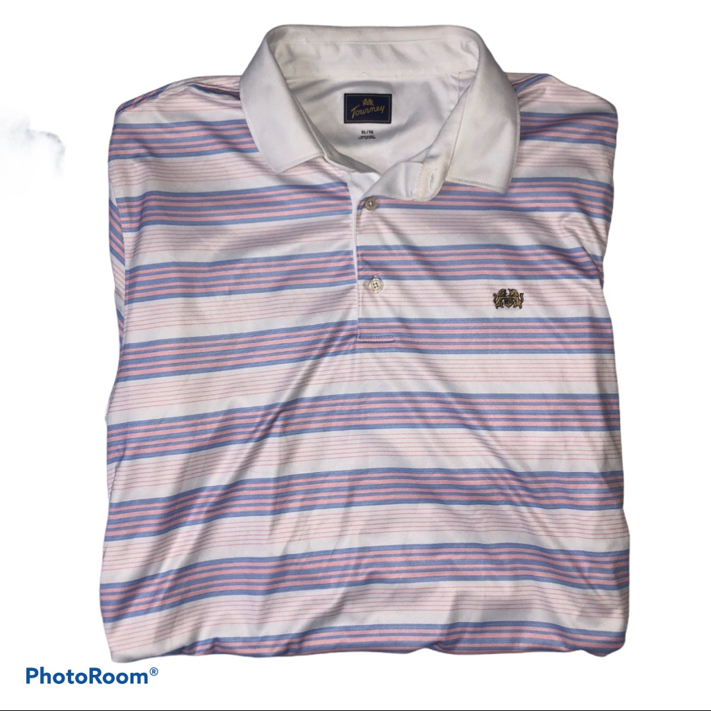 B12 White Pink Blue Dry Fit Short Sleeve Golf Shirt
